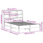 vidaXL Lit bibliothèque sans matelas 140x190 cm bois de pin massif