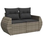 vidaXL Salon de jardin avec coussins 7 Pièces gris résine tressée