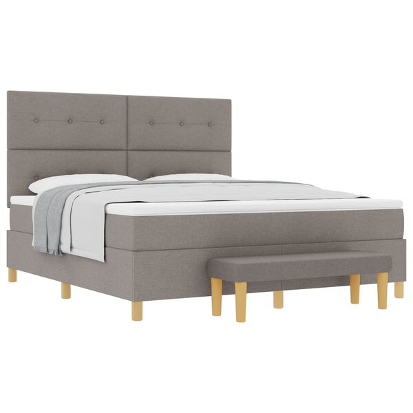vidaXL Lit à ressorts avec tête de lit Taupe 200 x 180 cm tissu