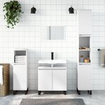 vidaXL Ensemble d'armoires salle de bain 3 Pièces blanc bois d'ingénierie