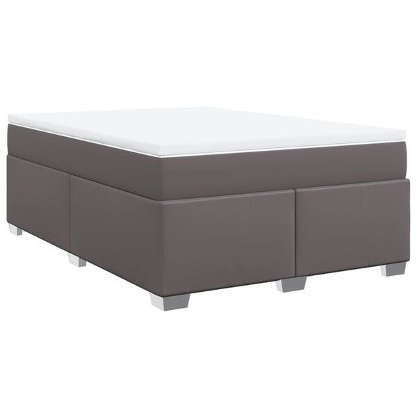 vidaXL Sommier à lattes de lit avec matelas Gris 140x190 cm Similicuir