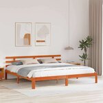 vidaXL Cadre de lit Marron cire 200 x 200 cm Pin en bois massif