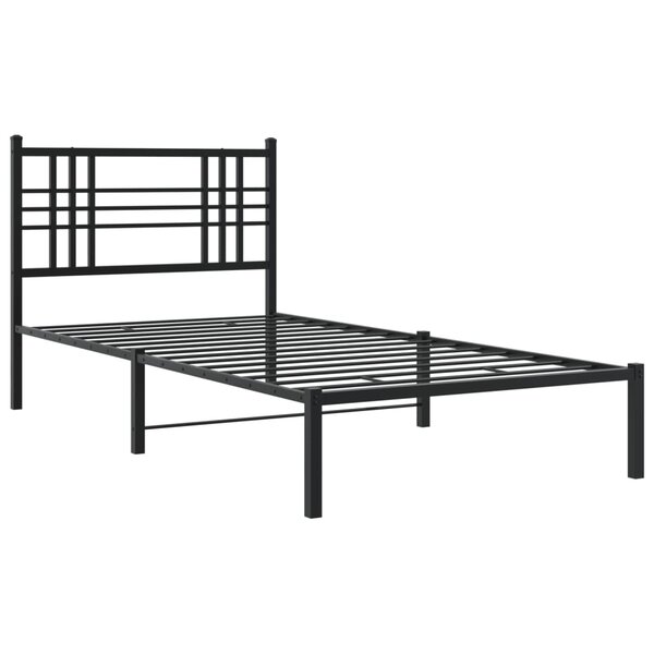 vidaXL Cadre de lit métal avec tête de lit noir 100x190 cm