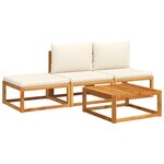 vidaXL Ensemble de canapés de jardin 4 pièces avec coussins en bois d'acacia et corde