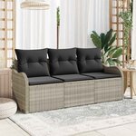 vidaXL Ensemble de canapé de jardin 3 Pièces Gris clair Poly rotin
