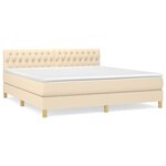 vidaXL Sommier à lattes de lit avec matelas Crème 180x200 cm Tissu