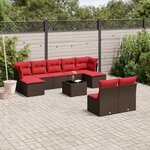 vidaXL Salon de jardin 10 Pièces avec coussins marron résine tressée