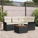 vidaXL Ensemble de canapé de jardin 5 Pièces Noir  Crème 55 x 55 x 37 cm