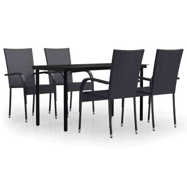 vidaXL Ensemble de salle à manger d'extérieur 5 Pièces Noir