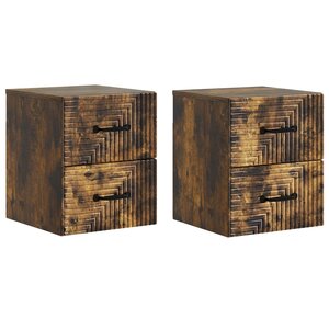 vidaXL Cabinet de chevet mural 2 pc Chêne fumé 34 5 x 33 x 40 cm