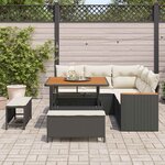 vidaXL Ensemble de canapé de jardin 8 Pièces Noir polyrotin