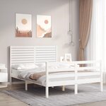 vidaXL Cadre de lit sans matelas blanc 140x190 cm bois massif