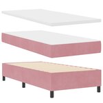 Lit avec sommier et matelas vidaXL Rose 90x200 cm Velours