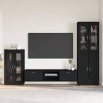 vidaXL Ensemble meuble TV avec tiroir FLORIN Noir Bois d'ingénierie