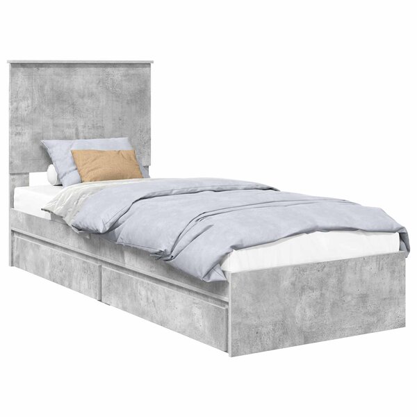 vidaXL Lit de Rangement Gris béton 75 x 190 cm Bois d'ingénierie