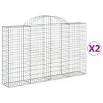 vidaXL Paniers à gabions arqués 2 Pièces 200x30x120/140 cm Fer galvanisé