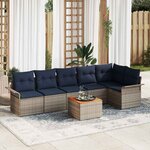 vidaXL Ensemble de canapé de jardin avec coussin 7 Pièces Gris polyrotin