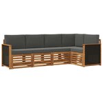 vidaXL Ensemble de canapés d'extérieur 4 pc Naturel et Anthracite