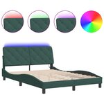vidaXL Cadre de lit avec lumières LED vert foncé 140x200 cm velours