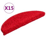 vidaXL Tapis d'escalier 15 pièces 56 x 17 x 3 cm Rouge Demi-rond
