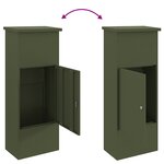 vidaXL Boîte de dépôt de colis Vert olive 44.5 x 29 x 110.5 cm Acier
