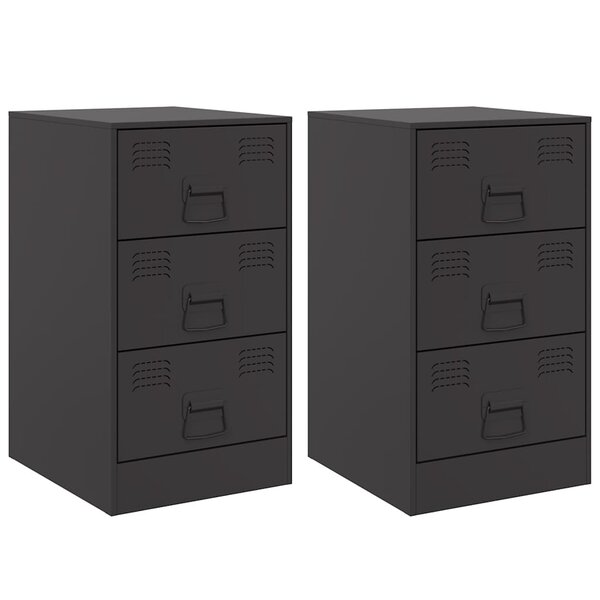 vidaXL Tables de chevet 2 Pièces noir 34 5x39x62 cm acier