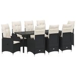 vidaXL Ensemble de salle à manger pour jardin 9 Pièces Noir polyrotin