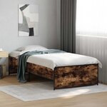 vidaXL Cadre de lit Chêne fumé 80 x 200 cm Bois d'ingénierie