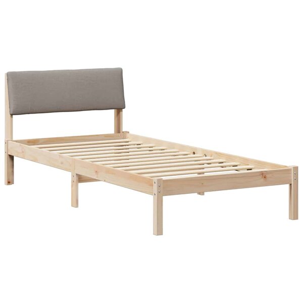 vidaXL Cadre de lit Marron et taupe 100 x 200 cm Bois massif en pin