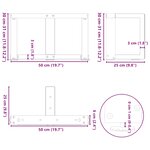 vidaXL Pieds de table basse en T  2 pièces  noir  50 x 25 x (30-31) cm  acier