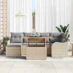 vidaXL Ensemble de canapé de jardin 7 Pièces Beige Poly rotin