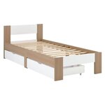 Lit en Bois 90x200 cm Chêne Marron Blanc