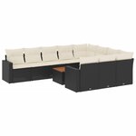 vidaXL Salon de jardin 11 Pièces avec coussins noir résine tressée