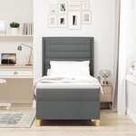 Lit Box Spring avec Matelas Gris Foncé 90x200 cm en Tissu