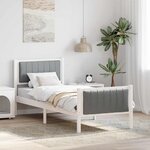 vidaXL Cadre de lit Blanc et gris clair 75 x 190 cm Bois massif en pin