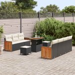 vidaXL Ensemble de canapé de jardin avec coussin 10 Pièces Noir et Crème
