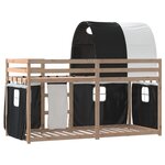 vidaXL Lit superposé avec rideaux blanc/noir 90x190 cm bois pin massif