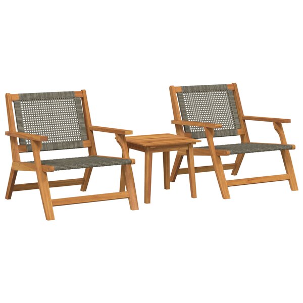 vidaXL Chaises de Jardin avec Table - 3 pièces en Bois d'Acacia Massif Gris