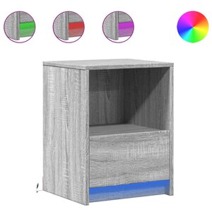 vidaXL Armoire de chevet et lumières LED sonoma gris bois d'ingénierie