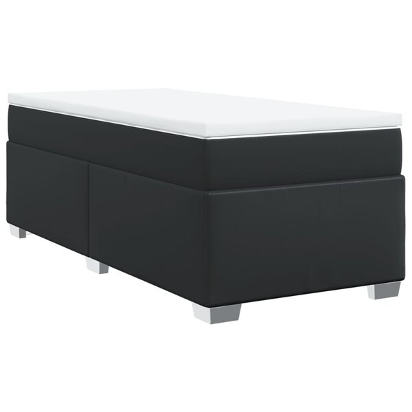 vidaXL Sommier à lattes de lit avec matelas Noir 80x200cm Similicuir