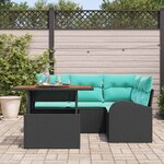 vidaXL Ensemble de canapé de jardin 5 Pièces Noir Poly rotin