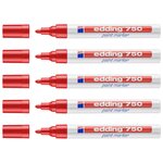 Marqueur Peinture 750 Rouge Pointe Ronde 2-4 mm x 5 EDDING