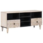 vidaXL Meuble TV Blanc 100 x 33 5 x 46 cm Bois de mangue massif