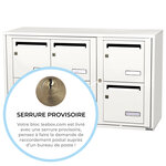 Bloc collectif leabox.com, 3x2, grade 3, simple face, Intérieur, fixation murale, Blanc pur RAL 9010 finition brillante