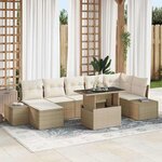 vidaXL Ensemble de canapé de jardin 8 Pièces Beige Poly rotin