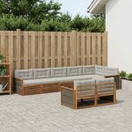 vidaXL Ensemble de canapés d'extérieur 8 pc Naturel et gris clair