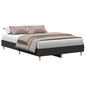 vidaXL Cadre de lit sans matelas noir 135x190 cm bois d'ingénierie