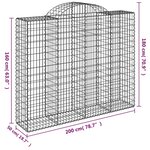vidaXL Paniers à gabions arqués 12 Pièces 200x50x160/180 cm Fer galvanisé