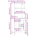 vidaXL Buffet haut Sonoma gris 69 5x34x180 cm Bois d'ingénierie