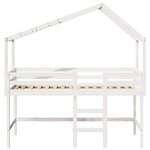 vidaXL Lit superposé et échelle et toit blanc 90x200cm bois pin massif